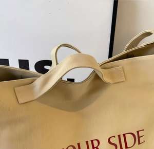 Sac fourre-tout en coton réutilisable pour les courses et les voyages, personnalisé, écologique, avec logo personnalisé, poche zippée à longue poignée, grande capacité - Product Image 4