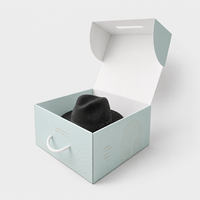 Boîte d'expédition personnalisée en carton ondulé avec logo imprimé pour chapeau de cowboy, boîte d'expédition pour chapeau Fedora avec insert et poignée