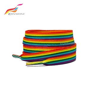 Lacets de chaussures plats imprimés multicolores avec impression colorée Lacets de chaussures fantaisie arc-en-ciel - Product Image 3