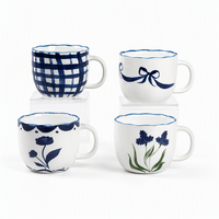 Ensemble de tasses à café en céramique SWT Classic Flower, soucoupe à pétales bouffants, tasse à thé, passe au lave-vaisselle, cadeau adorable, maison, bureau, café