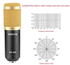 Micro thu âm condenser mini chuyên nghiệp BM800, kiểu cardioid, chất liệu nhựa, có dây, dùng cho máy tính, điện thoại, thu âm di động, phòng thu nhỏ gọn, đóng hộp thông minh - Product Image 3