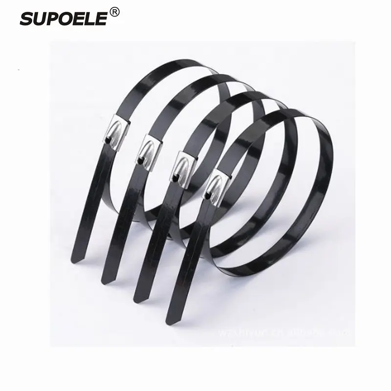 Self Locking 4.6mm*300mm PVC Plastic Coated Stainless Steel Cable Tie, SS 304 With Plastic Coated Cable Ties