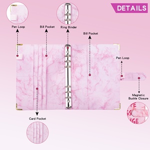Organisateur de budget en cuir PU <span class=keywords><strong>A5</strong></span> motif marbre 2027, avec enveloppes personnalisées pour le défi d'épargne de 100 jours - Vente en gros - Product Image 3