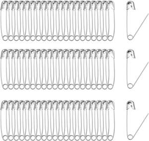 Mittelgroße Silberne Metall-Sicherheitsnadeln Hochwertige Büromaterialien Rostfreie Vernickelte 38mm / 1,5 Zoll Robuste Quilt-Nadeln für Kleidung - Product Image 1