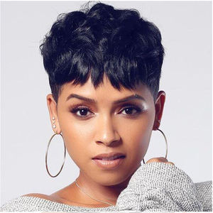 شعر مستعار بدانتيل أمامي بوب شعر مستعار بقصة بيكسي قصير قصير قصير شعر مستعار بدانتيل سويسري هندي مستقيم - Product Image 1