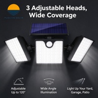 Lampe solaire murale rectangulaire à 3 têtes, 400LM, 266 LED, avec détecteur de mouvement, étanche IP65, pour clôture et jardin