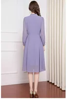 4XL 3XL 2XL femmes robe 2024 printemps été mode grande femme Lurex broderie à manches longues Midi violet marron robe femme 50s