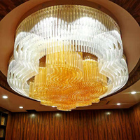 Lustre en cristal de verre en forme de feuille de Ginkgo, grand luminaire suspendu personnalisé pour hall d'hôtel, complexe hôtelier, salle de réception