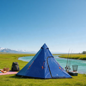 Tente de camping pyramide hexagonale imperméable en polyester avec sol en PE pour la famille, la pêche, les pique-niques, les festivals en plein air et les abris de jardin - Product Image 4