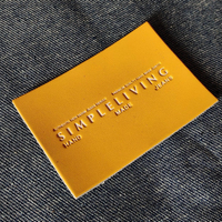 Étiquettes de vêtements en cuir gaufré écologique, personnalisées, à coudre, à coupe droite, pour patchs de jeans, sacs et vêtements