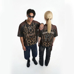 Maglia da Calcio 2026 <span class=keywords><strong>Serie</strong></span> USA-Canada-Messico WEST COAST in Rete con Scollo a V Stampa Leopardata Numero 77 - Top Sportivo Estivo Streetwear Gotico - Product Image 1