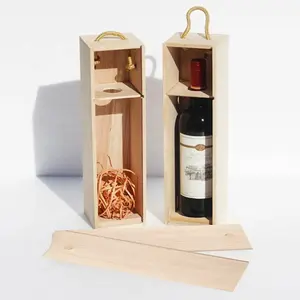 New products 2022 unique wine accessory set sliding lid sublimation luxury wooden wine bottle box
