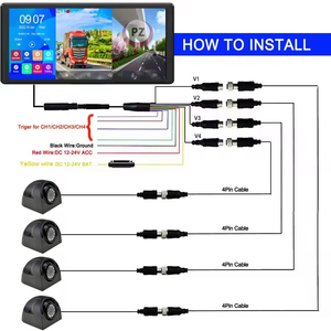 10.36인치 4K 비디오 레코더 블랙박스 트럭 모니터 IPS 터치스크린 CarPlay 자동 4채널 카메라 360도 안전 시스템 IP68 - Product Image 6