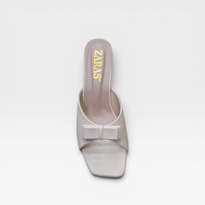 Women Satin Heeled Sandals Square Toe Low Block Heel <b>Bow</b> Decoration Slip-On Elegant Fashion Summer Mules High Heel Footwear - Product Image 2