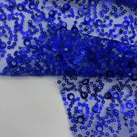 Couleur bleue femmes robes de soirée tissu paillettes et perles broderie tissu en maille douce