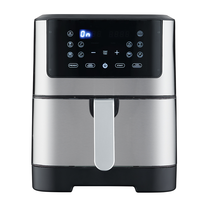 Friteuse à air électrique double carrée en acier inoxydable de 5,5 L avec écran numérique, design moderne, usage domestique, surface antiadhésive, sans huile