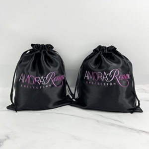 Low MOQ Luxury Print Unique Logo Wig Packaging Custom Size Color <b>Drawstring</b> Satin Pouch Storage Silk <b>Bags</b> for Hair Extensions - Product Image 4