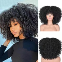 Perruque OEM sans lacet, style européen et américain, pour tête chauve, micro-bouclée, afro, petites boucles, cheveux courts bouclés et volumineux, en fibre haute température