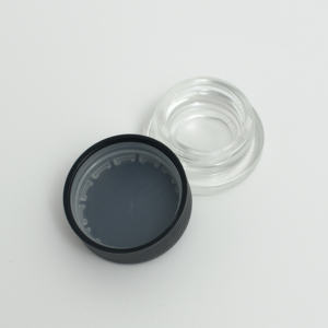Cannacoast Tarro de vidrio transparente resistente a los niños con tapa de plástico acanalada negra para cosméticos de crema de cuidado facial de piel de flores - Product Image 3