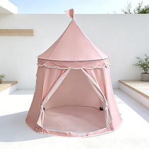 Tente de jeu pour enfants en forme de yourte rose pastel, facile à installer et portable, château de princesse pour filles, cadeau pour l'intérieur et l'extérieur - Product Image 2