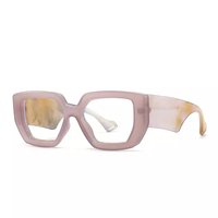 Nouvelles lunettes transparentes surdimensionnées vintage à blocs de couleur, monture épaisse, filtre anti-lumière bleue, montures optiques bicolores pour femme