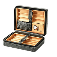 Humidor de voyage en bois de cèdre et cuir, vente en gros d'usine, avec accessoires pour cigares, étui à cigares, boîte portable