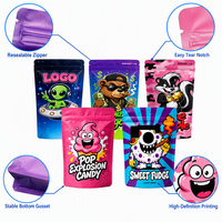 Sachet Mylar personnalisé 3,5g anti-odeur, pochette verticale imprimée motif dessin animé pour bonbons et snacks, emballage refermable de qualité alimentaire en gros