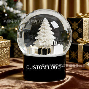 Globe à neige miniature personnalisable, cadeau décoratif de Noël avec option de logo et de texte, boule de cristal ronde pour bureau - Product Image 3