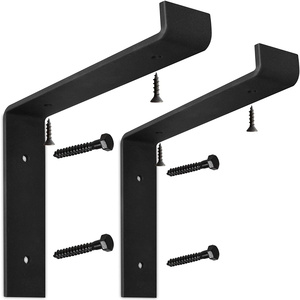 La scaffalatura <span class=keywords><strong>a</strong></span> parete in metallo nero industriale rustico supporta staffa <span class=keywords><strong>per</strong></span> ripiano vintage resistente <span class=keywords><strong>a</strong></span> goccia addensa la staffa da 6x9,25 pollici L - Product Image 1