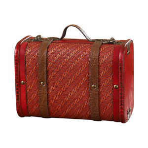 Retro Wooden <b>Storage</b> <b>Box</b> With Leather Trim Flip <b>Lid</b> Decorative Organizer For Living Room Bedroom Study - Product Image 5