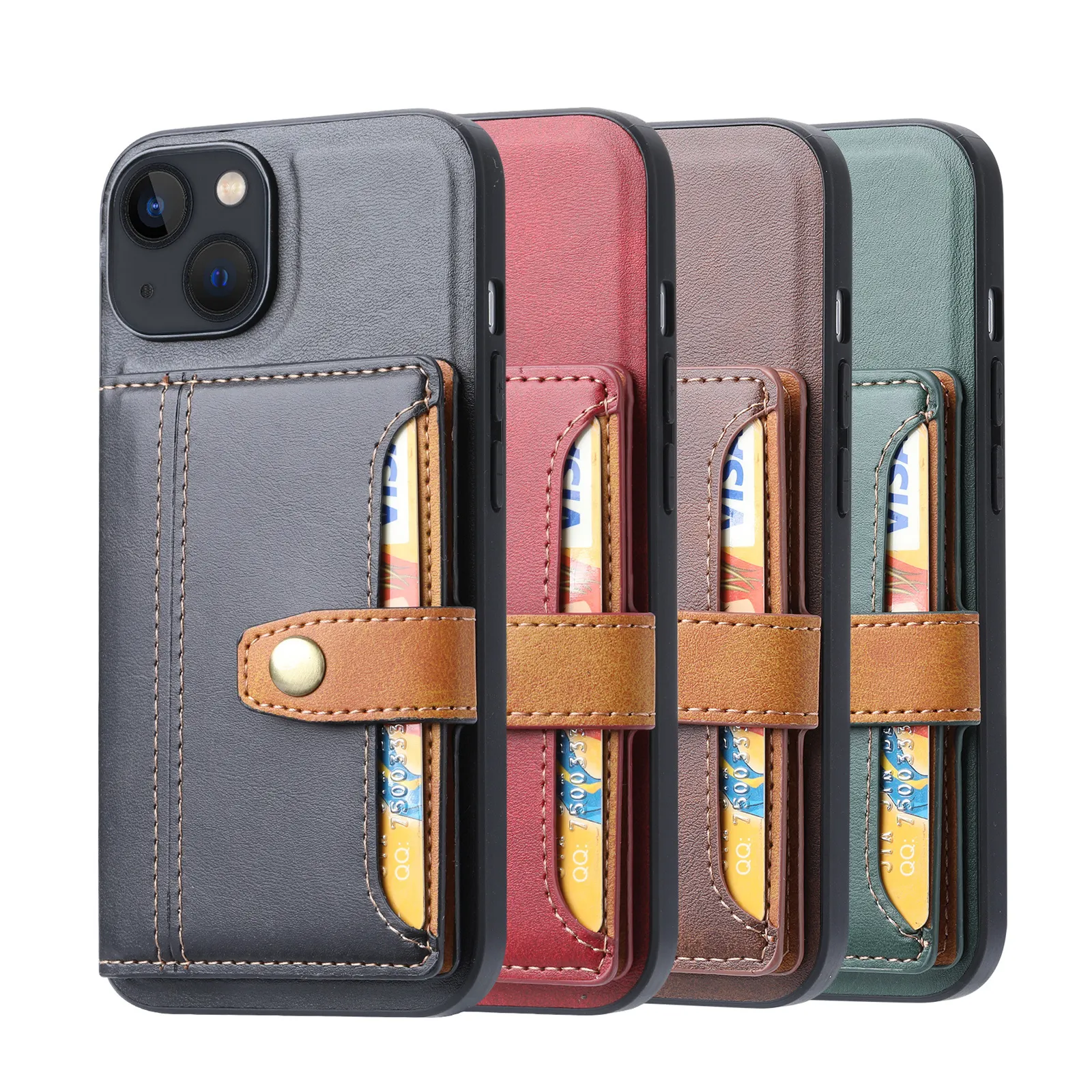 New Hot Selling Business Stitching PU Leather Hybrid TPU Phone Case Flexible Back Cover For iPhone 11 iPhone 12 13 14