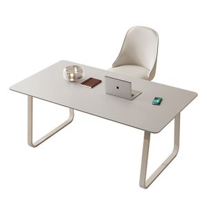 Modern Minimalist Slab <b>Desk</b> Pure White Rectangle <b>Solid</b> <b>Wood</b> Ecological Board Computer <b>Desk</b> For Home Office Study Bedroom - Product Image 5