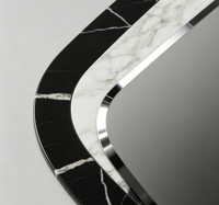 Ensemble de 3 miroirs muraux à cadre effet marbre irrégulier avec verre flottant biseauté pour la décoration de la maison et des salons d'hôtel