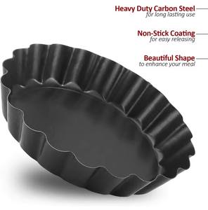 6 moules à tartelettes miniatures de 4 pouces avec fond amovible, ensemble de moules à quiche ronds antiadhésifs, moule à muffins réutilisable - Product Image 3