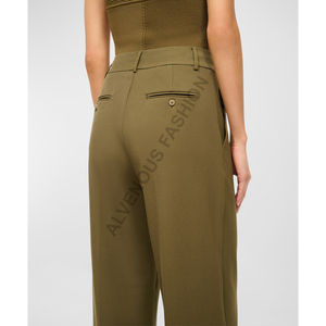 Pantalon en sergé tissé respirant taille mi-haute pour femme, 100 % coton, collection printemps, vente en gros, conception de logo personnalisée, approvisionnement en vrac, prêt à l'exportation - Product Image 5