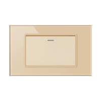 FIKO American Standard Interrupteurs et prises murales Type 118 Panneau en verre trempé doré 15A/20A/45A Interrupteurs électriques légers pour la maison