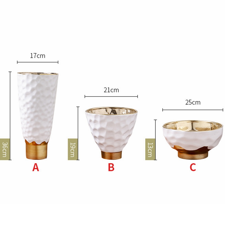 Modern creative household flower ware decorative crafts white three piece ceramic vase