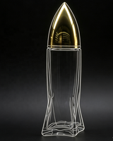 Bouteille de liqueur en verre personnalisée de 500 ml en forme de balle, bouchon doré de luxe, bouteille en verre vide transparente pour whisky, vodka, tequila, spiritueux