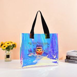 Larger Capacity <b>Clear</b> Transparent Customized Logo Holographic PVC <b>Tote</b> <b>Bags</b> with Handles - Product Image 4
