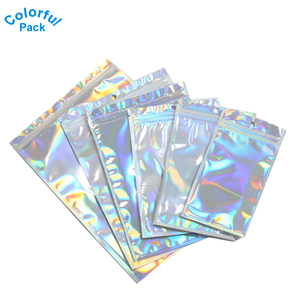 100pcs Holographic <strong>Rainbow</strong> Color Iridescent <strong>Bags</strong> Aluminum Foil Packaging Lock Plastic Flat <strong>Bag</strong> - Product Image 2