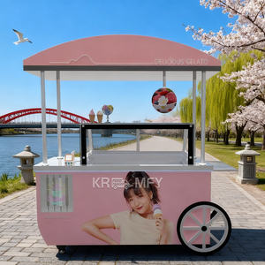 Remolque Congelador Móvil para Helados y Gelato, Carrito de Comida Rápida Remolcable de Metal Resistente a la Corrosión con 2 Estantes - Product Image 1