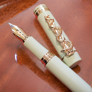 <span class=keywords><strong>Penna</strong></span> Stilografica/Roller, Design Asta Dorata di Asclepio, Corpo Ergonomico in Acrilico, Regalo da Collezione per Medici - Product Image 2