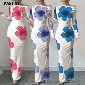PASUXI Fashion Luxury Women Casual Dress Color Print Sexy Long Tight Backless <strong>Suspender</strong> <strong>Skirt</strong> Girls Elegant Evening Dresses - Product Image 1