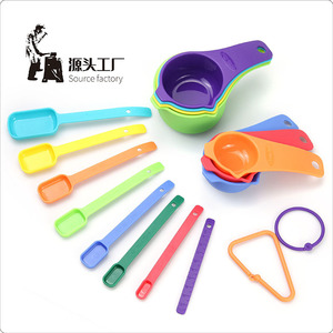 Source Factory Colorful <b>Measuring</b> <b>Cups</b> Spoons Set 15Pcs Food Grade Plastic <b>Baking</b> Tools With Graduations - Product Image 1
