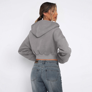 <span class=keywords><strong>Sweat</strong></span>-shirt à <span class=keywords><strong>capuche</strong></span> pour <span class=keywords><strong>femme</strong></span>, style européen et américain, streetwear, automne, manches longues, fermeture éclair, best-seller - Product Image 2