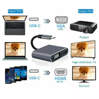 Adaptador de puerto de carga USB C a VGA tipo C a 4K, cable extensor de tipo C a 4K, a 2024 P, VGA, USB 1080, USB C PD, 3,0