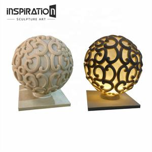 INSpiration art sculpture produttore <span class=keywords><strong>lampada</strong></span> da giardino gate post round light lampade a sfera da giardino in arenaria artificiale - Product Image 2