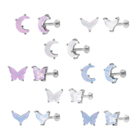 Pierres d'opale piercing à lèvres résine de luxe fil interne Tragus Labret piercing à lèvres goujon usine bas prix en gros