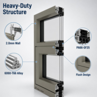 Ventanas Abatibles y Giratorias de Aluminio Resistentes a Huracanes, Estructura Reforzada de 2.0 mm, Gran Estabilidad de Apertura, Rotura Térmica, Triple Acristalamiento