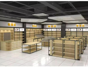 رفوف جندولا تجارية بالجملة، رفوف عرض للمتاجر، رف عرض خشبي اللون للبيع - Product Image 5